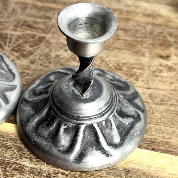 Vintage Miniature Pewter Candlestick Holders Set of 2 Norway 2.25\